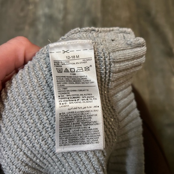 Metallic Funnel-Neck Capelet Sweater for Baby 12-18 months old navy shawl - Picture 6 of 8